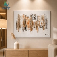 Peinture murale abstraite style galerie, tons terreux rouille, lignes verticales, sur toile, pour salon, grande décoration