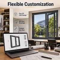 Ventana Abatible de Aluminio con Rotura de Puente Térmico Certificada CE, Ventana con Doble Acristalamiento, Resistente al Viento y al Agua, para Reemplazo en Viviendas