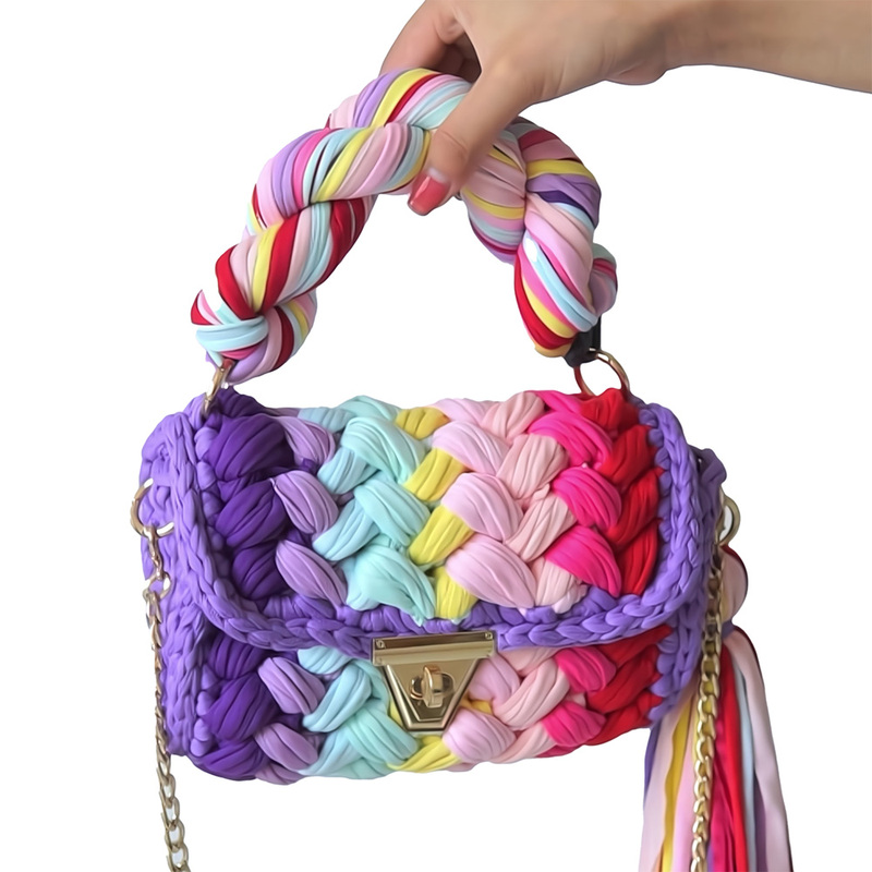 Chunky Yarn Knit Crochet Handwoven Tote