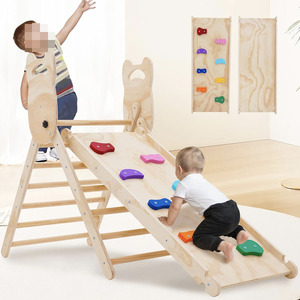 Foldable <strong>Rainbow</strong> Kid Baby Climbing <strong>Toys</strong> Indoor Gym <strong>Wooden</strong> Montessori Climbing Set Adjustable Height Triangle for Toddlers - Product Image 1
