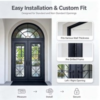 Porte extérieure de villa en verre trempé avec cadre en acier robuste, sur mesure, à haute efficacité énergétique, résistante aux intempéries, pour projets de maisons de luxe aux États-Unis