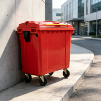 Conteneur à déchets en PEHD renforcé de 660 L avec 31 clous de fixation au sol pour parking et station-service