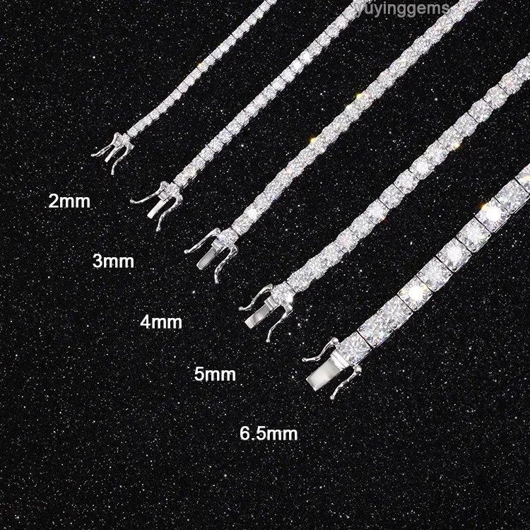 Wholesale price In Stock 925 Sterling Silver VVS Mossanite 2mm--6.5mm VVS Diamond women/mans Necklace Moissanite Tennis Chain