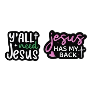 Gesus ama che tu abbia la mia schiena mi salva la tintura di spille riempite di smalto nero personalizzate in lega di zinco professionale in smalto morbido - Product Image 3