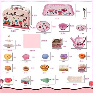 Juego de té para niñas pequeñas, juego de té de princesas, incluye postre, <span class=keywords><strong>galletas</strong></span>, tetera de donut, bandeja para pastel, cocina para niños - Product Image 6