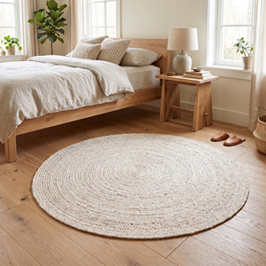 Tapis en jute bio beige NYKO MART JR-01C de haute qualité, tressé à la main, à poils ras, épaisseur moyenne, écologique, antidérapant, pour un intérieur moderne - Product Image 6