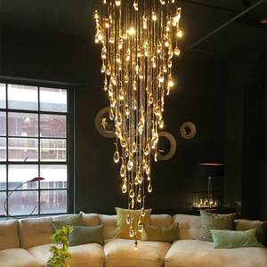 Sang trọng Giọt Nước Mắt thả Đèn chùm pha lê hình chữ nhật hình dạng trần Đèn chùm cho cửa hàng dài cầu thang treo đèn chùm ánh sáng - Product Image 5