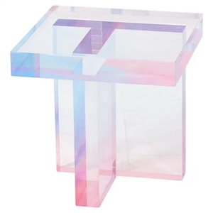 Tavolo con lato sfumato Lucite con tavolo <span class=keywords><strong>in</strong></span> <span class=keywords><strong>resina</strong></span> acrilica tinto rosa personalizzato da tavolo <span class=keywords><strong>in</strong></span> acrilico con accento quadrato <span class=keywords><strong>per</strong></span> soggiorno - Product Image 5