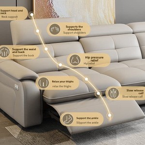 Canapé-lit rétractable multifonctionnel en cuir pleine fleur, style moderne et minimaliste, <span class=keywords><strong>pour</strong></span> <span class=keywords><strong>salon</strong></span>, avec fonction zéro espacement mural - Product Image 3