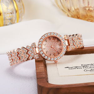 Conjunto de Reloj de Cuarzo Digital con Diamantes para Mujer, Reloj de Cristal con Números Romanos - Product Image 3