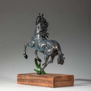 Figurine de cheval en laiton, cuivre et or, artisanale, artistique, pour décoration de bureau, cadeau d'affaires - Product Image 4