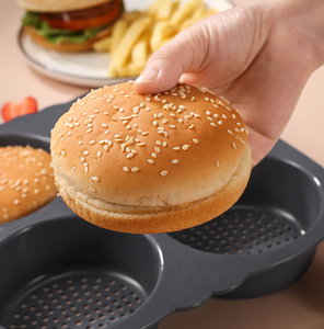 Household New Design Round Holes Silicone <b>Baking</b> Pans Cake Tool DIY Hamburger Burger Bun Mold Muffin Pan - Product Image 6