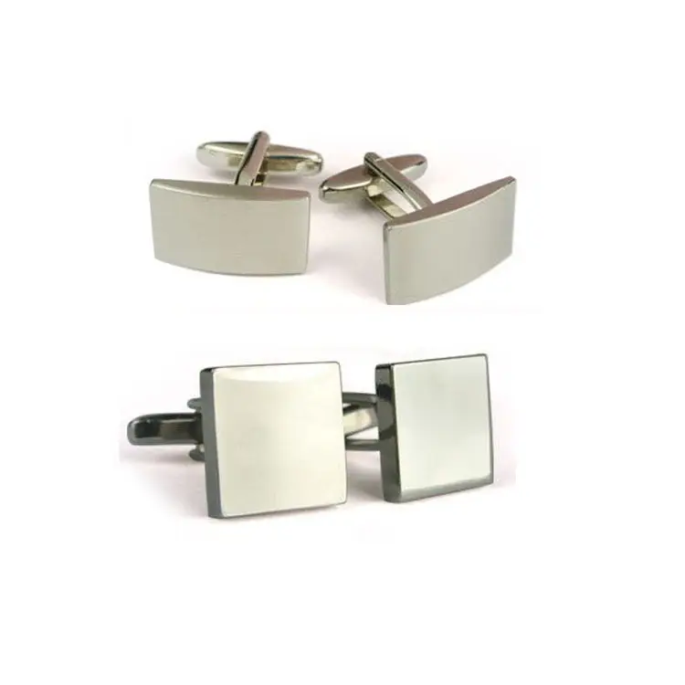 New Classic Silver Cufflink for Mens Shirts Men Fashion Design Enamel Blanks Cufflinks