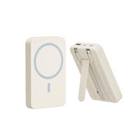Batterie externe sans fil haute capacité 20000 mAh en PVC avec câble intégré, support et double sortie Type-C, prise en charge de la charge rapide