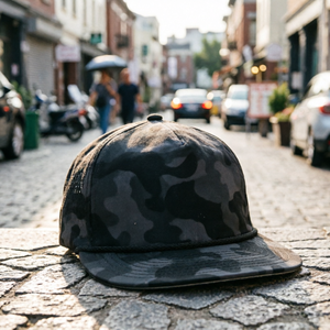 Camo 5-Panel Laser Cut Snapback Lightweight Rope <b>Hat</b> Sporty Style <b>Flat</b> Bill Golf Cap Velour Fabric Ethnic Style - Product Image 6