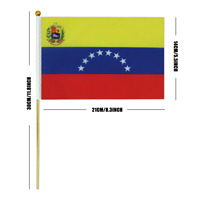 2024 Venta caliente de fábrica Venezuela poste de madera bandera ondeada a mano para vacaciones generales