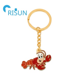 Porte-clés en métal personnalisé, émail souple ou dur, crevette rouge mignonne, homard, fruits de mer, crevettes, écrevisses, <span class=keywords><strong>néocaridina</strong></span>, vente en gros - Product Image 6