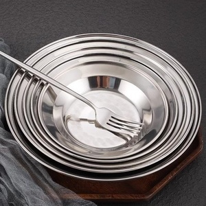 Yolecen 304 Stainless Steel Deep Dish Thickened Dumpling/Barbecue/Dinner/Rice <strong>Plate</strong> Household Modern Design Food Grade <strong>Metal</strong> - Product Image 4