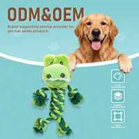 Jouet pour chien en peluche crocodile en gros, jouet à mâcher et à tirer en forme d'animal doux pour OEM ODM, couleur, forme et emballage personnalisés