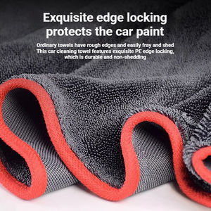 Paño de Microfibra Personalizado con Logotipo, 900 GSM, Premium, Borde Rojo, de una Sola Cara, 40*60 60*160, para Pulir Autos, con Bucle Trenzado, Toalla de Secado - Product Image 6