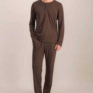 Set di pigiami in bambù da <span class=keywords><strong>uomo</strong></span> con camicia a manica lunga e pantaloni in Jersey da <span class=keywords><strong>uomo</strong></span> <span class=keywords><strong>pigiama</strong></span> in due pezzi abbigliamento da notte per <span class=keywords><strong>uomo</strong></span> - Product Image 4