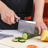 Coupe-légumes ondulé en acier inoxydable avec poignée en plastique pour légumes, carottes, pommes de terre, outil de découpe de cuisine