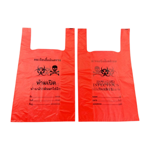 ถุงขยะมูลฝอยทางการแพทย์แบบม้วน ถุงขยะอันตรายทางชีวภาพ ถุงขยะติดเชื้อ  แบบกำหนดเองได้ ผลิตจาก HDPE สีแดง ใช้แล้วทิ้ง พร้อมเชือก PP สำหรับโรงพยาบาล - Product Image 6