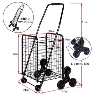 Chariot pliable portable à cadre en fer, capacité de charge de 100 kg, pour les courses, la pêche, le camping, l'utilisation industrielle - OEM personnalisé - Product Image 2