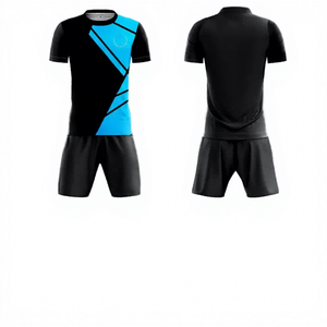 Ensemble de maillots de football personnalisés pour hommes, noir et bleu, impression sublimée, nom de l'équipe, 10, évacuation de l'humidité, manches courtes, coupe athlétique, toutes saisons - Product Image 2