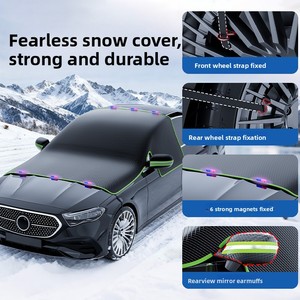 Housse de <span class=keywords><strong>pare</strong></span>-<span class=keywords><strong>brise</strong></span> magnétique pour voiture - Protection contre la neige et la glace toute saison, épaissie, avec protections pour rétroviseurs - Tissu Oxford durable - Product Image 3