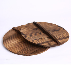 Couvercle de wok rond en bois naturel brun écologique léger de <span class=keywords><strong>14</strong></span> <span class=keywords><strong>pouces</strong></span> pour wok en fonte, poêle, poêlon - Product Image 2