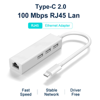 Adaptateur Ethernet Gigabit USB 2.0 à 3 ports avec sortie Type-C 2.1 en alliage d'aluminium pour Macbook et ordinateur de bureau – En stock – Transfert de données