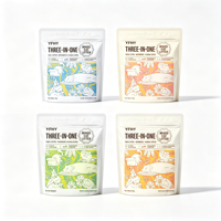 1,5 kg Litière pour chat mixte 3-en-1, anti-humidité, en sachet stand-up, imprimé en gravure, avec fermeture éclair, en PET, motif chat mignon, pour aliments pour animaux de compagnie