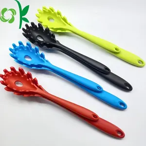 OKSILICONE Wholesale Small Size Kitchen Utensils Silicone Pasta Fork Spoon Heat Resistant Reusable For Cooking Tools Spoon