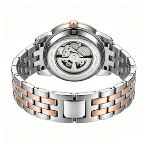 Reloj mecánico automático para mujer, chapado en plata 925 sobre cobre, esqueleto con incrustaciones de diamantes multicolor, reloj de pulsera de lujo para damas. - Product Image 2