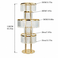 Centre de table de mariage en cristal, support à étages en métal doré pour banquets d'hôtel