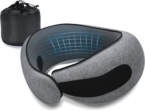 Oreiller de voyage en mousse à mémoire de forme, oreiller de soutien du cou 360 °   Oreiller de voyage ergonomique en U pour le cou, forme escargot - Product Image 1