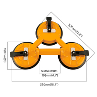 Ventouse triple LOZLIN 330LBS, outil de levage robuste pour l'installation de comptoirs en granit/verre/carrelage, fenêtres et pierres