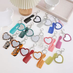 Comb <b>Mirror</b> Set Multiple Colors Acetate Mini Heart <b>Mirror</b> Leopard Keychain Makeup <b>Mirror</b> Bag Pendant Accessories - Product Image 1
