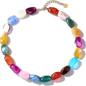 Collar Bohemio Cuadrado Grande Chapado en Oro Colorido con Resina <span class=keywords><strong>para</strong></span> Mujer, Joyería de Moda con Cuentas Acrílicas Geométricas y Voluminosas - Product Image 6