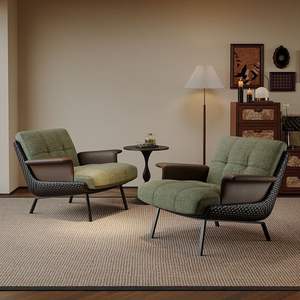 Sofá Individual Minimalista Italiano de Diseño, Tapizado con Relleno de Espuma, Patrón Artístico, Forma Cuadrada, para Sala de Estar - Product Image 2