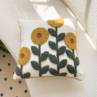 Taie d'oreiller fleur brodée en gros 45*45 décor luxe velours housses de coussin tufté jeter Boho taies d'oreiller