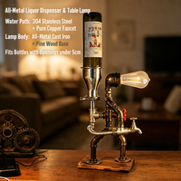 Lampe de table distributeur de liqueur Steampunk, robot tuyau, distributeur de whisky, décoration de bar, décoration de maison, café, ampoule Edison, cadeau