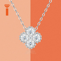 Magnifique collier ras du cou pour femme en argent 925 plaqué rhodium, orné de moissanite en forme de fleur porte-bonheur, micro-pavé de haute qualité