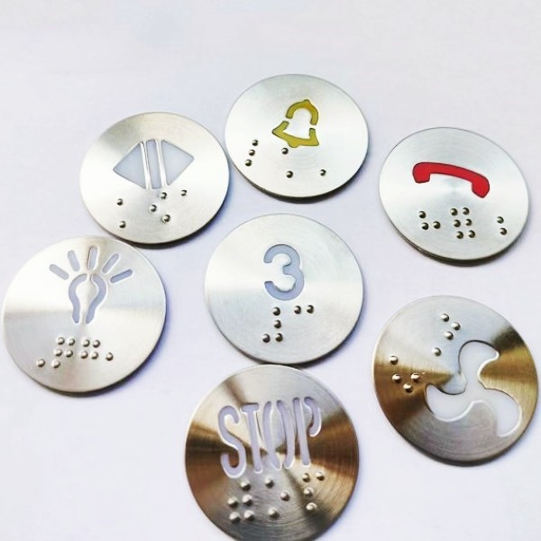 Stainless Steel Round Elevator Button Faceplate Elevator Button Cover  for Elevator Spare Parts