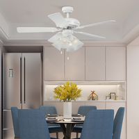 Ventilateurs de plafond commerciaux de lustre de Mdf de 6 lames avec le ventilateur de plafond de luxe en métal blanc léger avec la lumière pour le plafond et à distance