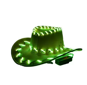 2024 sombreros de vaquero de lentejuelas intermitentes para adultos LED NEON EL Wire Light Up Party sombreros elegantes para carnaval concierto verano noche fiesta sombreros