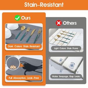 Tapis de séchage de cuisine réutilisables écologiques de taille et de couleur personnalisées, 40 cm de longueur, 1 cm d'épaisseur, antidérapants, en terre de diatomée, pour comptoir - Product Image 5