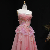 Robe de soirée rose Lsz749, coupe trapèze, fleurs 3D, perles de cristal, sans bretelles, drapée, robes de soirée formelles pour femmes, Jancember