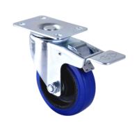 Roues à roulettes bleues élastiques de 75 mm, roues à roulettes à vis de blocage M12, étagères empilables pour avions, roulettes